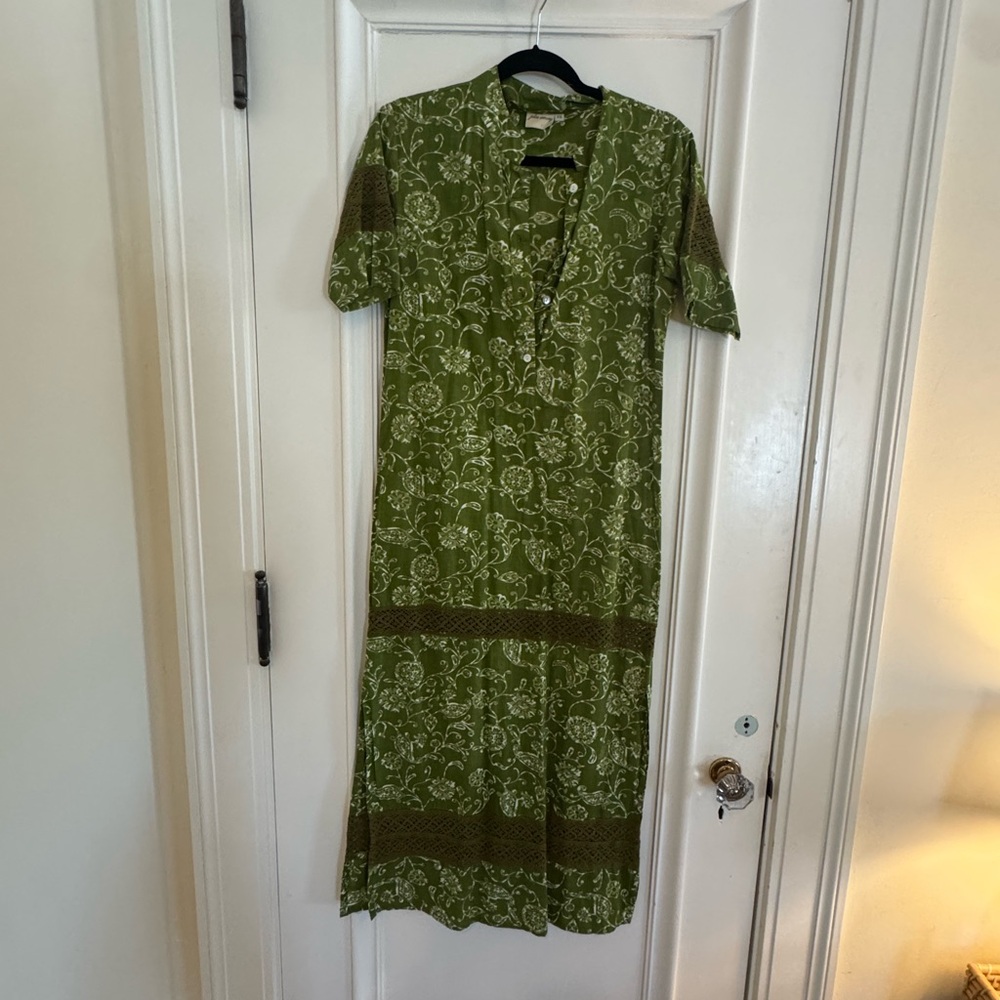 Julia Amory Green Paisley Shirt Dress XS